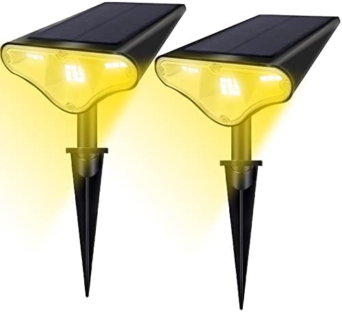 15 LED Solar Landscape Spotlights, Solar Outdoor Garden Lights IP65 Waterproof Security Wall Lamp, Super Bright 300LM Color Changing Spot Lights for Yard Lawn Driveway Patio Fence Porch Pathway 2 Pack