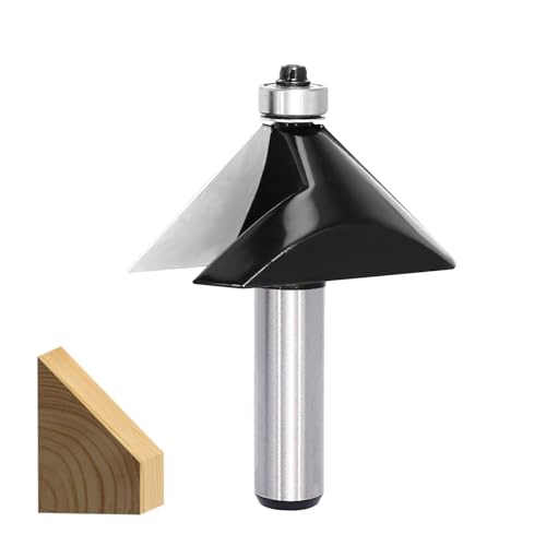 Image of Chamfer Router Bit 1 /2 Shank, 45 Degree Carbide 2-Flute Chamfer Cut, Edge Forming Bevel Router Bit, Chamfer Bit Miter Angle Router Cutters, for Miter Joints