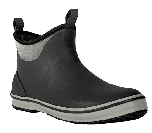 Image of Ubon Deck Boots for Men Waterproof Rubber Ankle Rain Boots for Fishing | Pull-On Shoes with Anti-Slip Traction, Breathable Lining, Removable Insole, Suited To Boats, Docks, Gardening, Camping