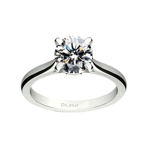KnSam Anillo de solicitud de oro blanco de 18 quilates 750, joyas de oro auténtico, 4 garras solitarias con diamantes creados en laboratorio, anillos para parejas de oro Au750, talla 49-70, Oro blanco