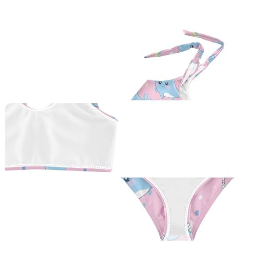 Plaaee Girls' 2 Piece Swimsuits Light Blue Narwhals Cute Bikini Set Bathing Suit 4T3