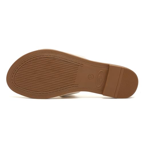 Image of Womens Flat Sandals Dressy Summer Slides Comfortable Casual Open Toe Vacation Sandals Slip On Slides Leather Sandals for Women