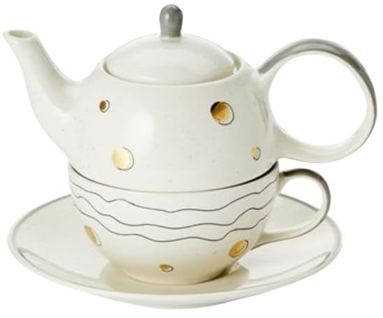 teemando® Kanne "Sinje" Keramik mit Goldauflage 1,9 l H 18 cm, Ø 6,5 cm