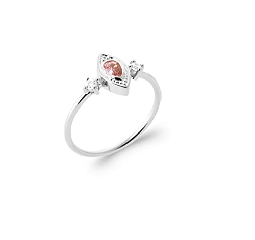 Bague en argent 925 rhodié pour éviter le ternissement avec son oxyde de zirconium rose