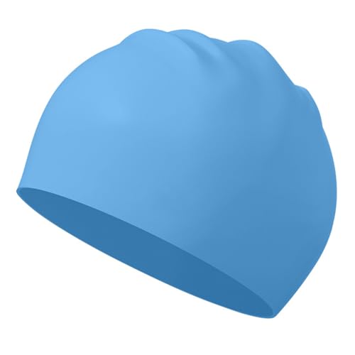 Generic Silicone Swim Cap for Women and Men, Durable Soft Flexible Waterproof Swim Cap for Unisex Adult and Youths Kids(Blue)