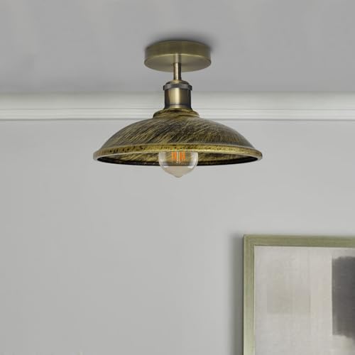 LEDSone Industrial-Semi Flush Mount Vintage Ceiling Light Industrial Metal 24cm Lampshade Ceiling Light Mini Pendant Lighting for Farmhouse Porch Kitchen Bathroom - Image 4