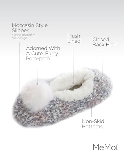 MeMoi Women's Plush Pom-Pom Knit Slippers3