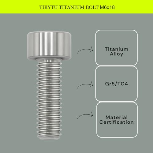 Image of M6x18 Titanium Bolts Hex Socket Cap Screw, Natural Color, 4PC | Lightweight Design, Ideal for Humid /Salty Environments, Socket Head Hex Key No Washer, MTB /Motorcycle Bolts