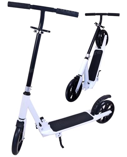 Image of Toyshine Adult Heavy Scooter Runner With Big Wheel Kick Scooter - Large Wheels, Foldable, Adjustable Handlebars For Riders Up To 110 Kg - White