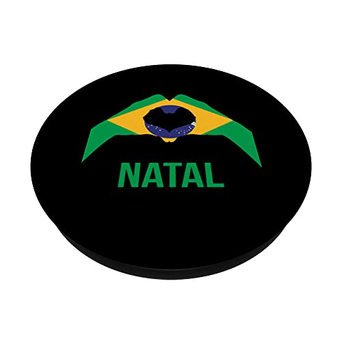 Natal Brazilian City Love Sign Brazil Flag PopSockets Swappable PopGrip, Black - Image 2