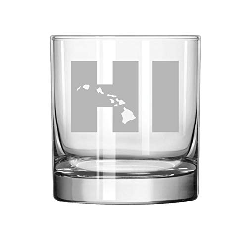 MIP Brand 11 oz Rocks Whiskey Highball Glass HI Hawaiian Islands Hawaii