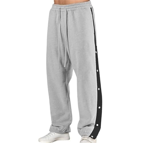 Pantalon décontracté avec boutons sur le côté pour homme ample