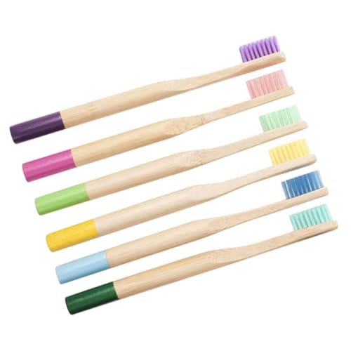 MILISTEN 6 Stück Teiliges Kinderzahnbürsten Natürlichem Bambusgriff Weiche Borsten Ergonomisch Geformt Rutschfest Farbig Lackiert Umweltfreundlich für Gesunde Mundpflege bei Kindern