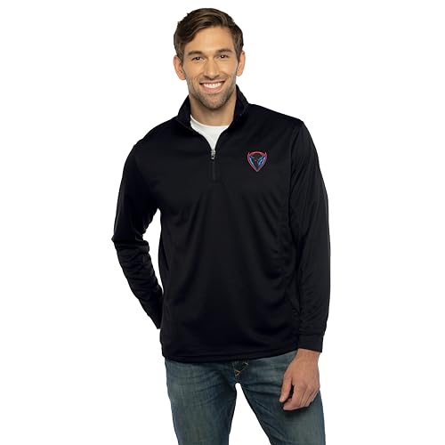 Vantage Apparel Men's Collegiate Micro Mesh Performance Black 1/4 Zip Pullover, Depaul Blue Demons, 3X-Large