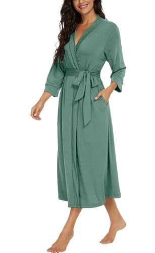 Image of VINTATRE Women Robes Long Knit Bathrobe Lightweight Soft Bath Robe with Pockets