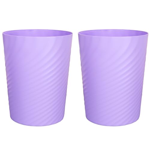 UUJOLY Kleiner Abfalleimer aus Kunststoff, für Badezimmer, Waschküche, Küchen, Büros, Kinderzimmer, Schlafsäle, 4 l, Lila, 2 Stück