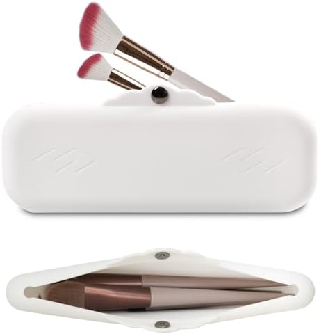Silicone Makeup Brush Holder Bags: Cosmetic Case with Magnetic-Metal-Buttons for Travel, Makeup Pouch Case for Makeup Tools Storage