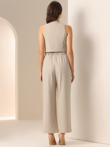 Chic Apricot Vest Pants Suits for Women - Dressy Two-Piece Business Outfit by Allegra K, Size X-Small - Image 3