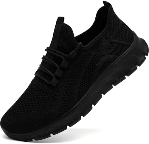 ZMBCYG Black Shoes Women Men Sneakers Slip On Tennis Shoe Running Walking Breathable Athletic Sneakers Mens Gym Shoes Black Size Women 7/ Men 6
