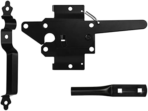 Gate Latch for Wooden Fence, Heavy Duty Self Locking Gate Latch with Handle for Pool/Garden Gate Safety Latch, Gate Hardware Kit for Vinyl/Wood Fence, Black Finish