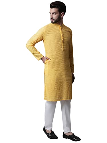 Image of Jompers Men's Regular Fit Cotton Embroidered Kurta Set