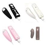 4-Piece Value Combo Pack of Permium Protective Silicon/silicone Skin Snap-on Cover Case for Nintendo Wii Remote Controller & Nunchuk (Black + Clear wHITE + Pink + Smoke)