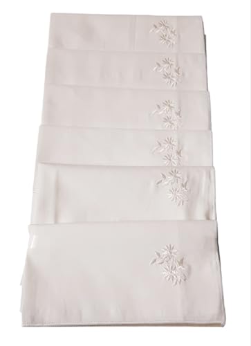 Image of ANVIK Women /Lady Cotton Embroidery Floral Handkerchief .Hanky for Kids Girls for School Size 33cm by 33 cm (Multicolour) Pack of 6