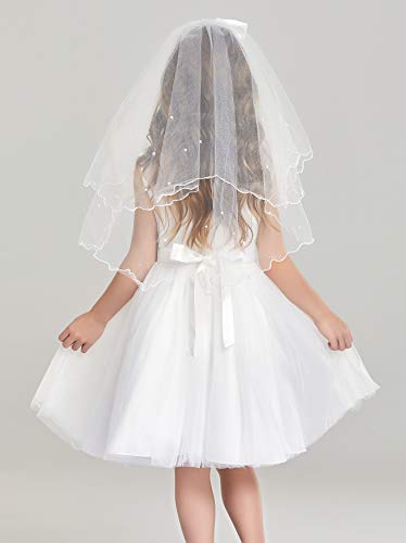 Girls Bowknot Rhinestone Flower Headband Hair Wreath Floral Crown Veil4