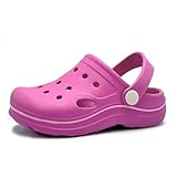 Nedaan Toddler Garden Clogs Boys Girls Slip on Water Shoes Sandals Children Classic Shower Beach Pool Swim Summer Slide Slipper, Rose Red, 8