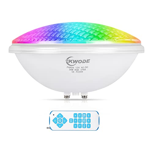 KWODE 36W RGB Lumières de Piscine par56, Timing 2/4/6H Ampoule LED, IP68 étanche à l'eau, Spot sous - Marin Projecteur Piscine Avec télécommande
