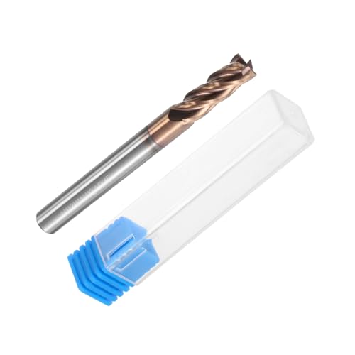 Image of uxcell Carbide Square End Mill, 1 /4 inch Dia TiSiN Coated 4 Flutes Milling Bit Cutter, for Hardened Steel Stainless Steel Cast Iron, 1 /4 inch Shank 3 /4 inch Cut Length 2-1 /2 inch Long HRC55