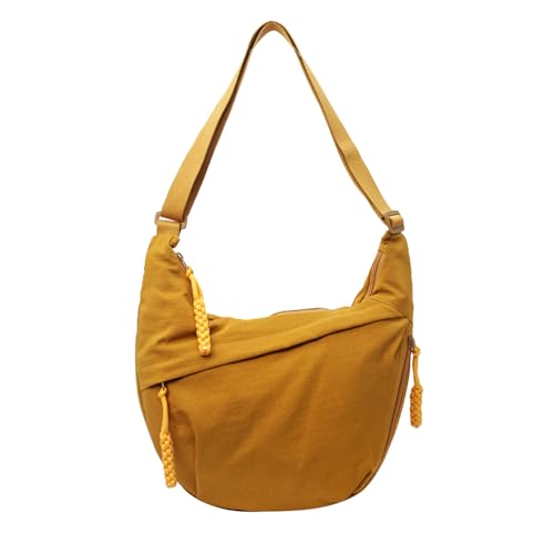 Bolsas transversais crescentes para mulheres, bolsa de mão espaçosa, bolsas transversais, bolsa Hobo de Nylon Slouchy Sling para compras no trabalho, Amarelo