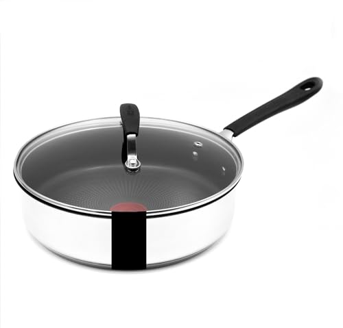 Tefal Jamie Oliver Schmorpfanne 25 cm mit Deckel Induktion, Pfanne Edelstahl, Antihaft Beschichtet, Hoher Rand, Backofenfest, Genieteter Griff, E30 Tefal Jamie Oliver Schmorpfanne 25 cm mit Deckel Induktion, Pfanne Edelstahl, Antihaft Beschichtet, Hoher Rand, Backofenfest, Genieteter Griff, E30