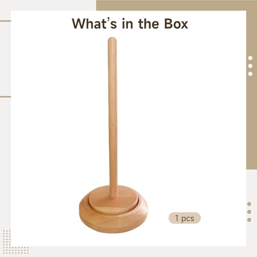 Image of Wooden Yarn Holder Stand, Natural Wood Yarn Holder, Smooth Rotating Knitting Ball Dispenser, Portable Single Spindle Crochet Accessory for Crafters, Bearing Twirling Mechanism