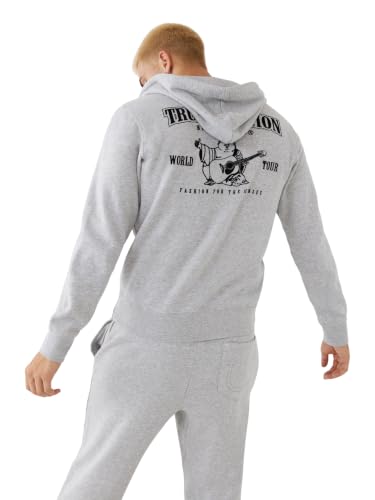 True Religion Zip Buddha Logo Hoody, Heather Grey, Large