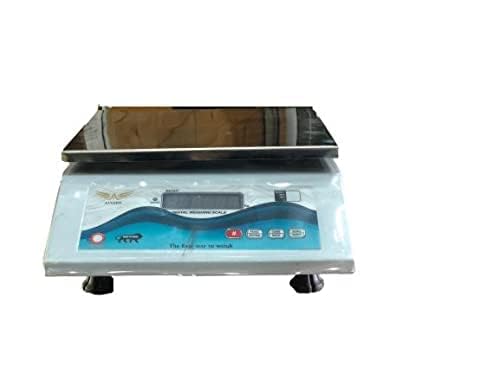 Aves 30Kg x 2g Digital Retail Counter Weighing Machine Pan Size 9.5 X 11.5 inches With Double Display (Metal) With Stainless Steel scoop