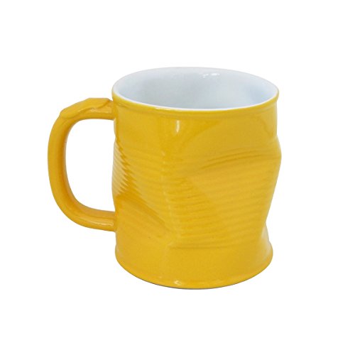 MondoCeram Mug jaune en étain écrasé de 220 ml | Mug froissé Squashy Mug, tasse à café, tasse à cocktail
