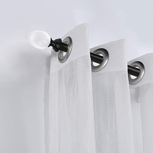 Knobelite(1 Pack)Elegant Window Treatment Single Curtain Rod Set,1- Inch Diamter Window Treatment Hardware,48 - Inch To 86 - Inch Adjustable,Black Finish (Metal Rod And Hardware With Acrylic Finials) #TOP4