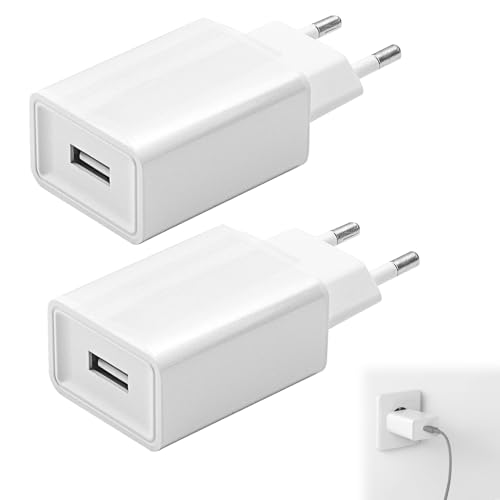 Cargador 5V 2A, Cargador USB Carga Rapida Móvil, Enchufe USB Carga Rapida Charger Adaptador Compatible con iPhone, Samsung, Xiaomi, OPPO Cargador Movil(Blanco)