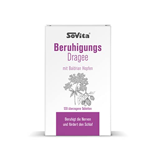 sovita Beruhigungs Dragee mit Baldrian & Hopfen | Natürliche Hilfe bei Unruhe & nervös bedingten Einschlafstörungen | Einschlafhilfe für Erwachsene & Jugendliche ab 12 Jahren | 120 Dragees