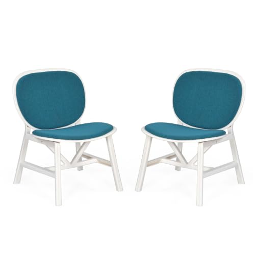 Image of Nilkamal Arena Cushioned Plastic Chair| Set of 2| for Home, Living Room, Balconies, Patios, Outdoor, Garden| Milky White & Blue