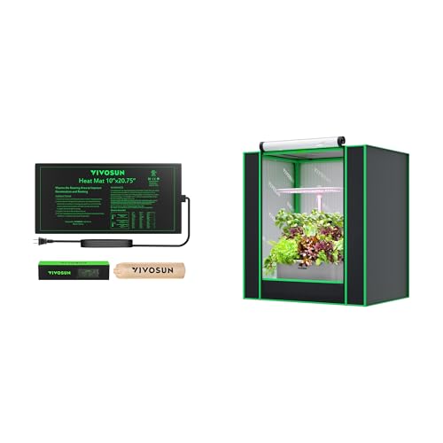 VIVOSUN VIVOSUN Durable Waterproof Seedling Heat Mat 10" x 20.75" and Small Grow Tent for Aerogarden, Hydroponics Growing System, 20”x14”x21” Highly Reflective Mylar Indoor Grow Tent