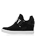 DKNY Womens Everyday Comfortable Cosmos - Wedge Sneaker, Black Cosmos, 9.5