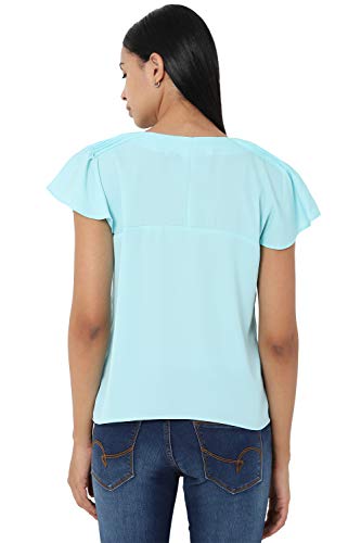 Image of Allen Solly Solid Polyester Round Neck Womens Top (S21ASCRGPY99256-P)