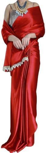 A To Z Cart Women's Satin Silk Solid Plain Saree Shiv Shakti-New