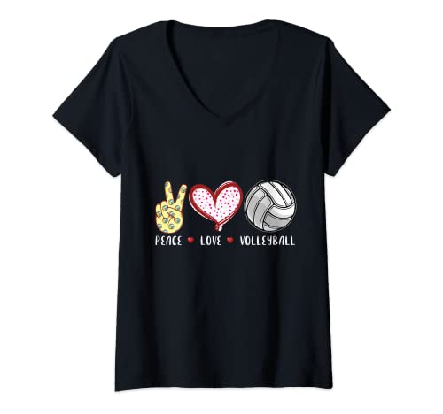 Mujer paz amor voleibol regalo niñas niños niños mujeres hombres entrenador Camiseta Cuello V