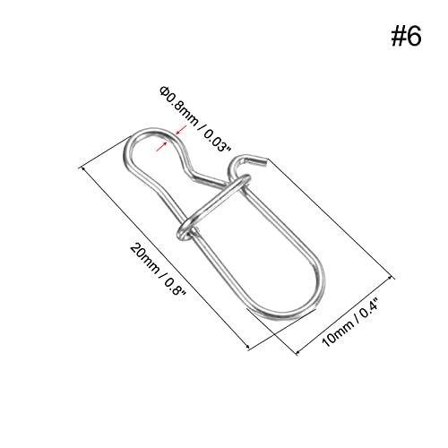 PATIKIL Fishing Snaps, 100 Pack 81.5LBS Stainless Swivel Tackle Kit Fishing Clips Lure for Saltwater Freshwater Silver - Image 2