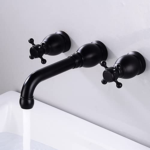 Mitigeur lavabo mural noir avec bec pivotant 360 et double commande pour cuisine et bain B-Split