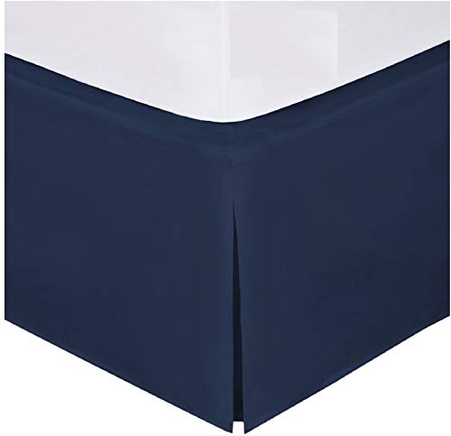 Fancy Collection Easy Care Tailored Microfiber Bed Skirt Solid New (Queen Navy Blue)