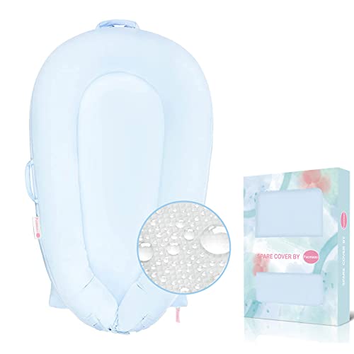 Image of Organic Replacement Cover for Dockatot Deluxe+ Docks with Waterproof Pad Certified Organic Cotton Protects Against leaks Premium Quality Spare Cover (Cover Only) (Blue)